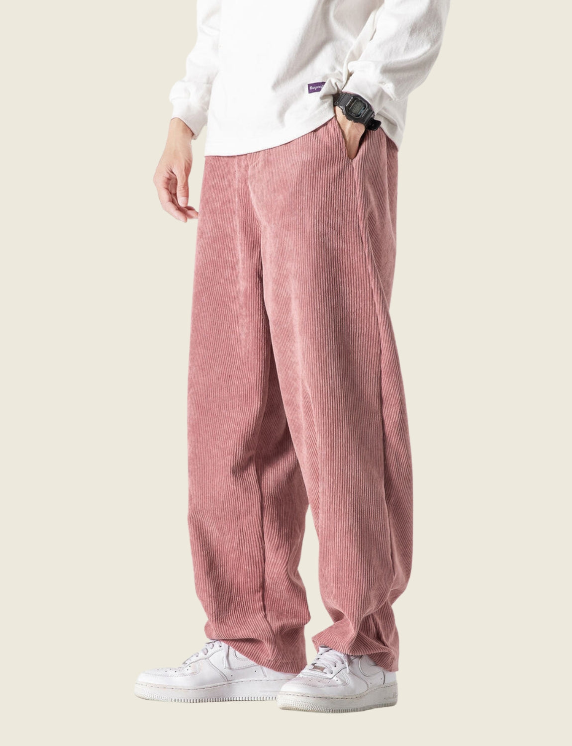 Corduroy Tie Dye Baggy Pants Streetwear Pants Pink Tie-dye Loose