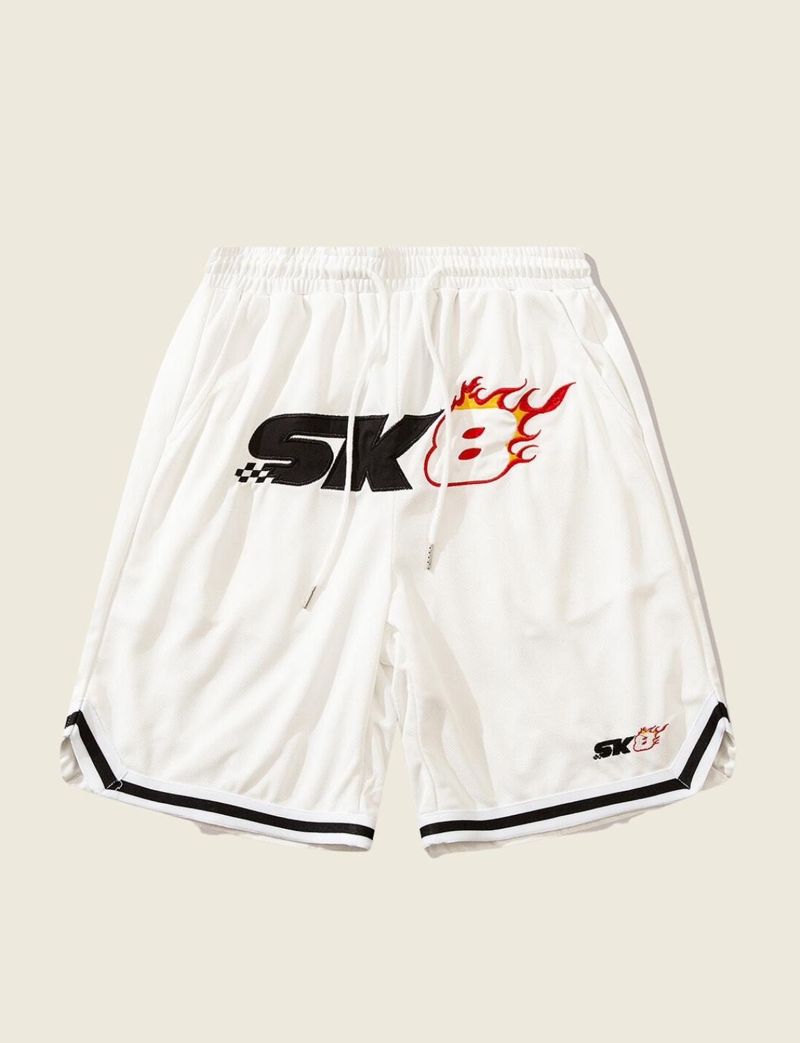 FSW® Flame Embroidery Elastic-waist Shorts