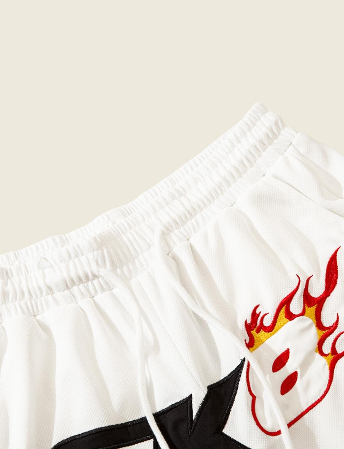 FSW® Flame Embroidery Elastic-waist Shorts