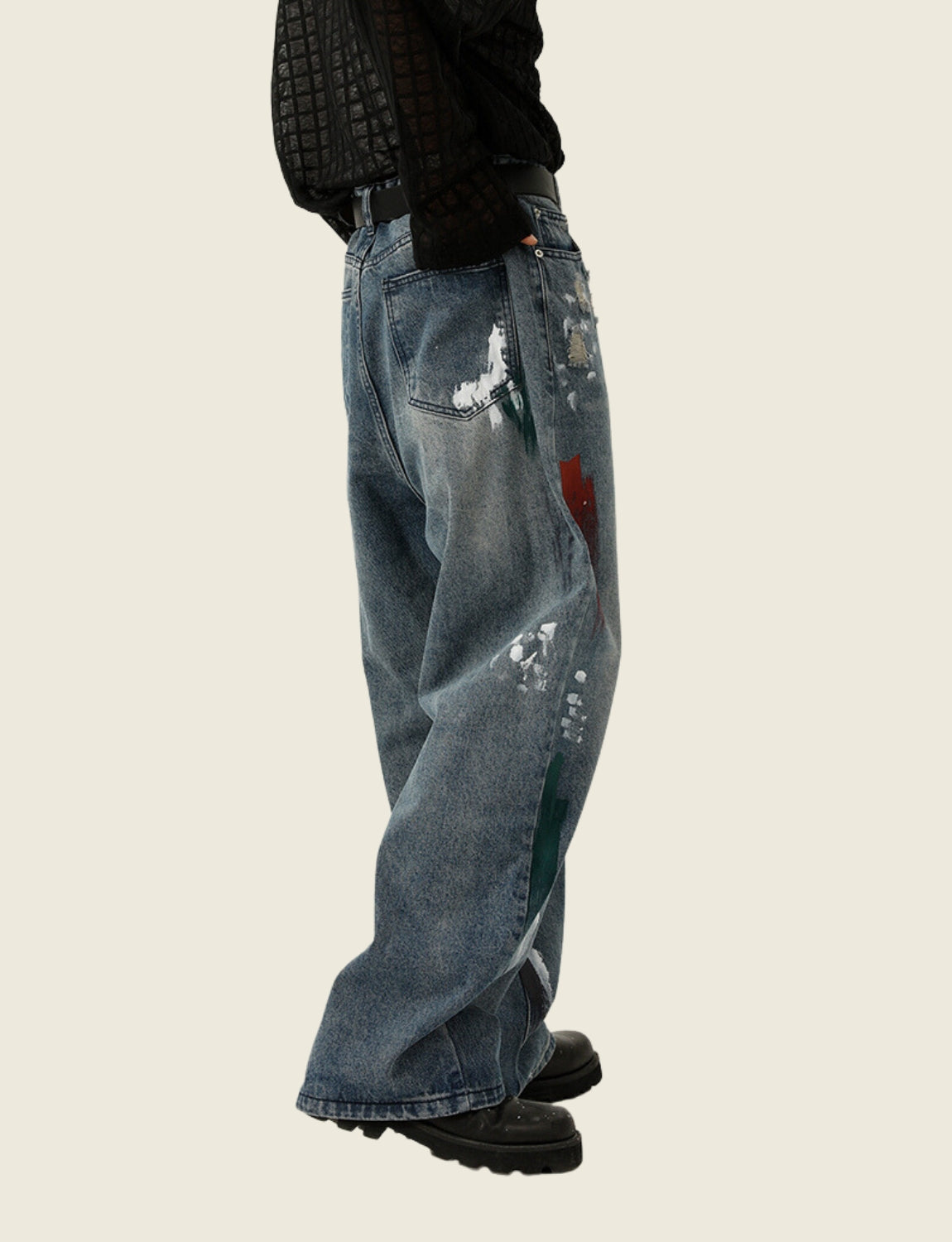 FSW® Oversize Distressed "Paint" Jeans