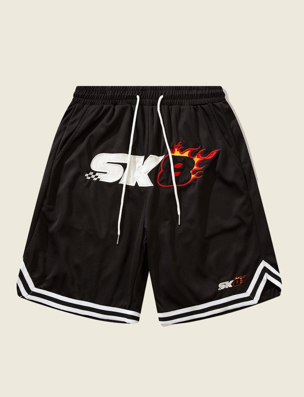 FSW® Flame Embroidery Elastic-waist Shorts